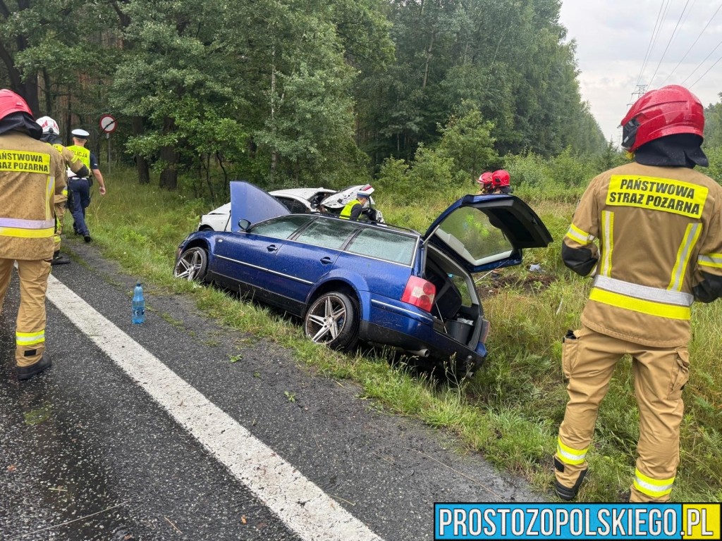 wypadek wypadek dąbrowa, wypadek bmw, kierowca bmw, wypadek w lesie, droba zablokowana,