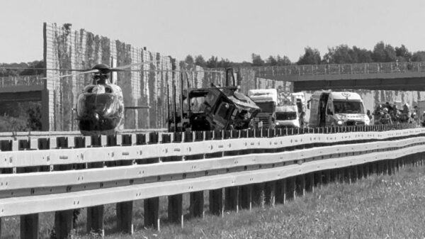 22-letni kierowca BMW, który jechał pod prąd na drodze ekspresowej, zginął na miejscu w wyniku czołowego zderzenia.
