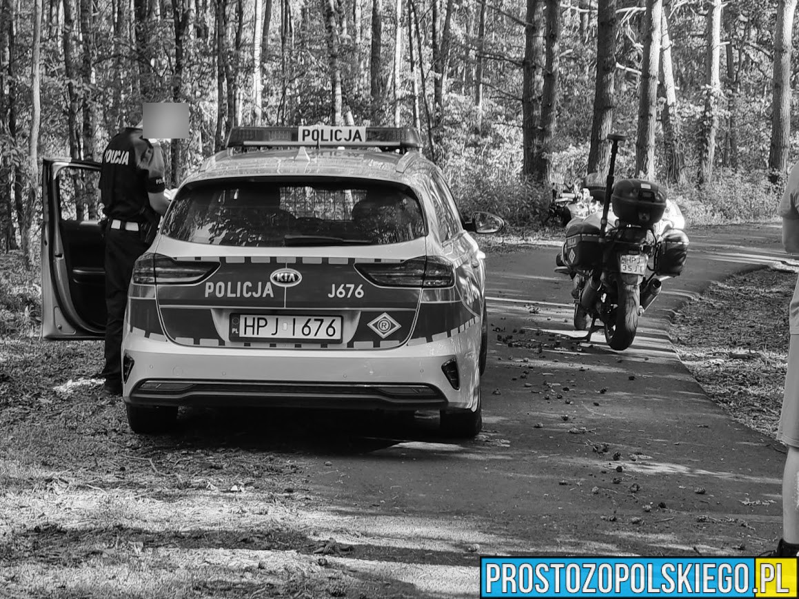 Tragiczne zdarzenie na DK46 w Lesie Dąbrowskim. 59-latek zmarł na parkingu leśnym