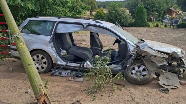 Samochód wjechał na podwórko w Gołej – jedna osoba ranna