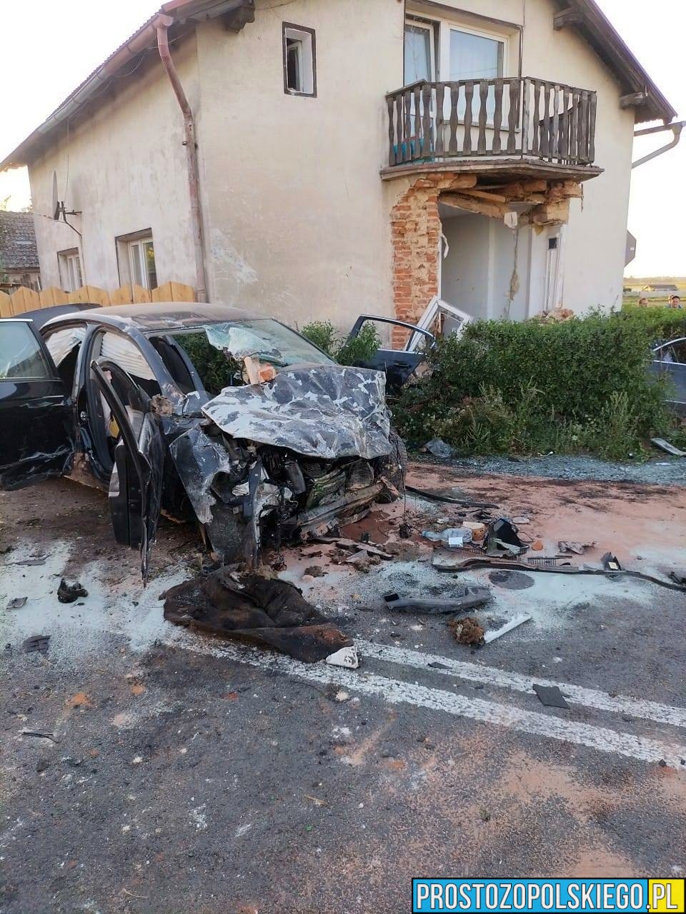 wypadek w ściborowicach, poważny wypadek, poszkodowany kierowca, krapkowice wypadek, wypadek poważny,