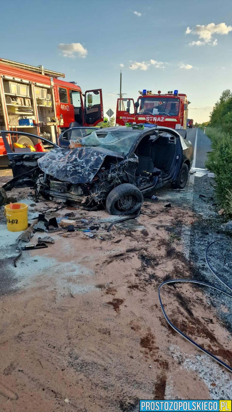wypadek w ściborowicach, poważny wypadek, poszkodowany kierowca, krapkowice wypadek, wypadek poważny,