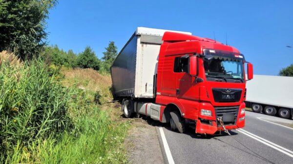 Wypadek ciężarówki w Malerzowicach na DK46. Droga Opole–Nysa była zablokowana