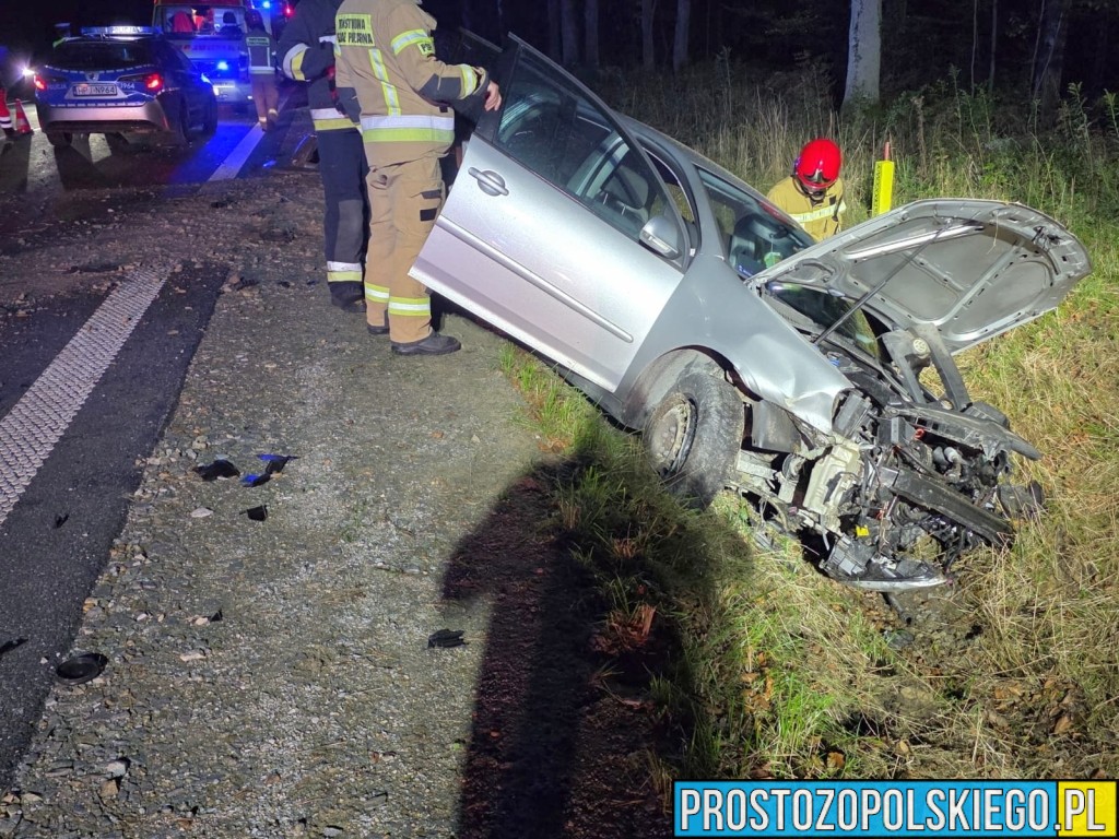 Wypadek na DK45 w miejscowości Grabie. Kierowca volkswagena trafił do szpitala
