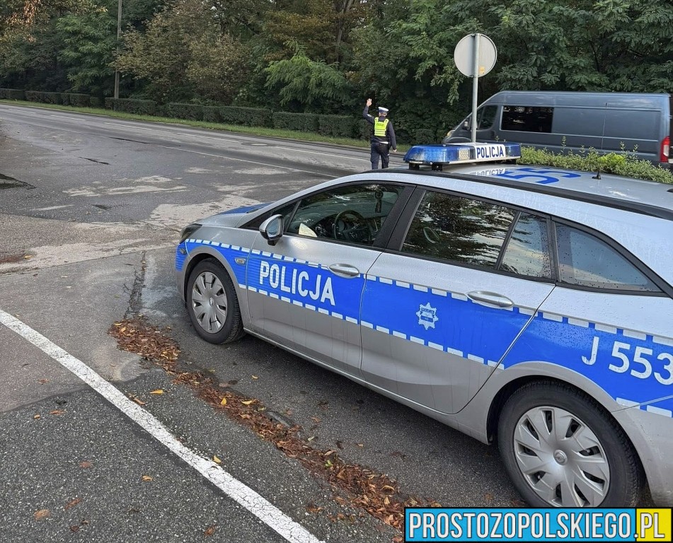Nadzór policji nad przejściem dla pieszych w Namysłowie