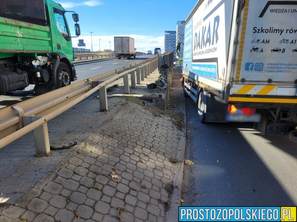 wypadek, wypadek na rondzie w opolu, wypadek na estakadzie, samochód uderzył w barierki, estakada opole wypadek , rondo opole wypadek,