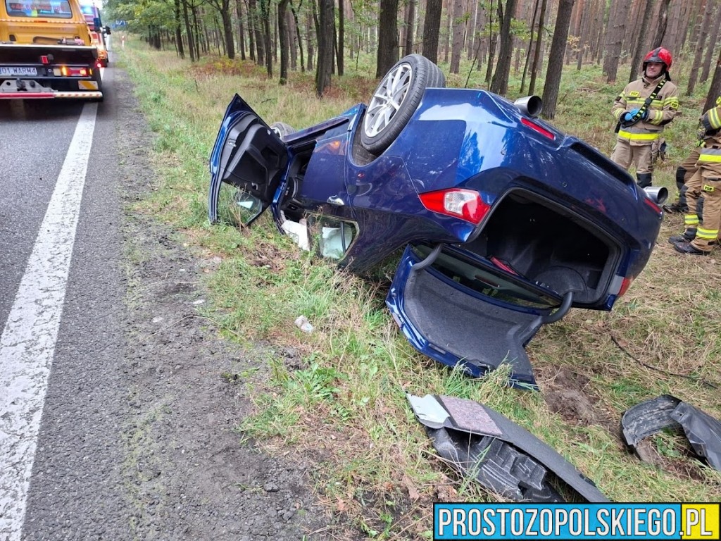 trasa opole nysa, wypadek w Dąbrowie, wypadek w lesie, samochód wypadł z drogi, traza opole nysa, prosto z opolskiego, prostozopolskiego, 