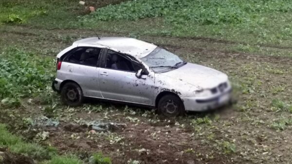 Strzelce Opolskie: 18-latek dachował seatem po wypadnięciu z drogi