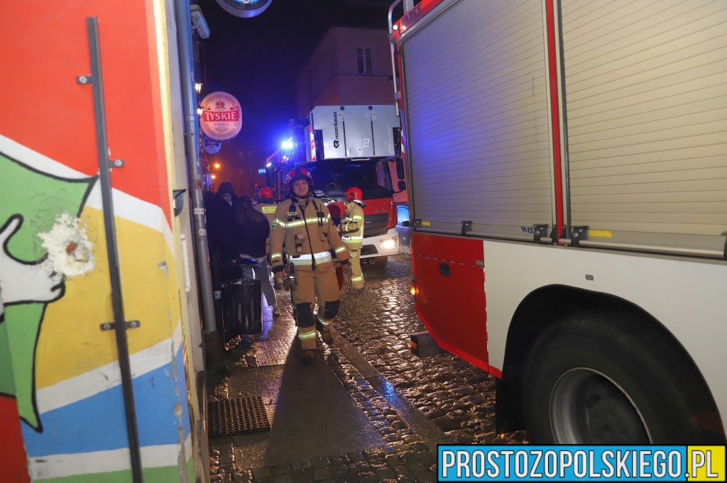 pożar piwnicy staromiejska w opolu, pożar piwnicy, pożar w centrum opola, pożar w bloku, pożar pod lokalem, pożar pomieszczeń piwnicznych, 