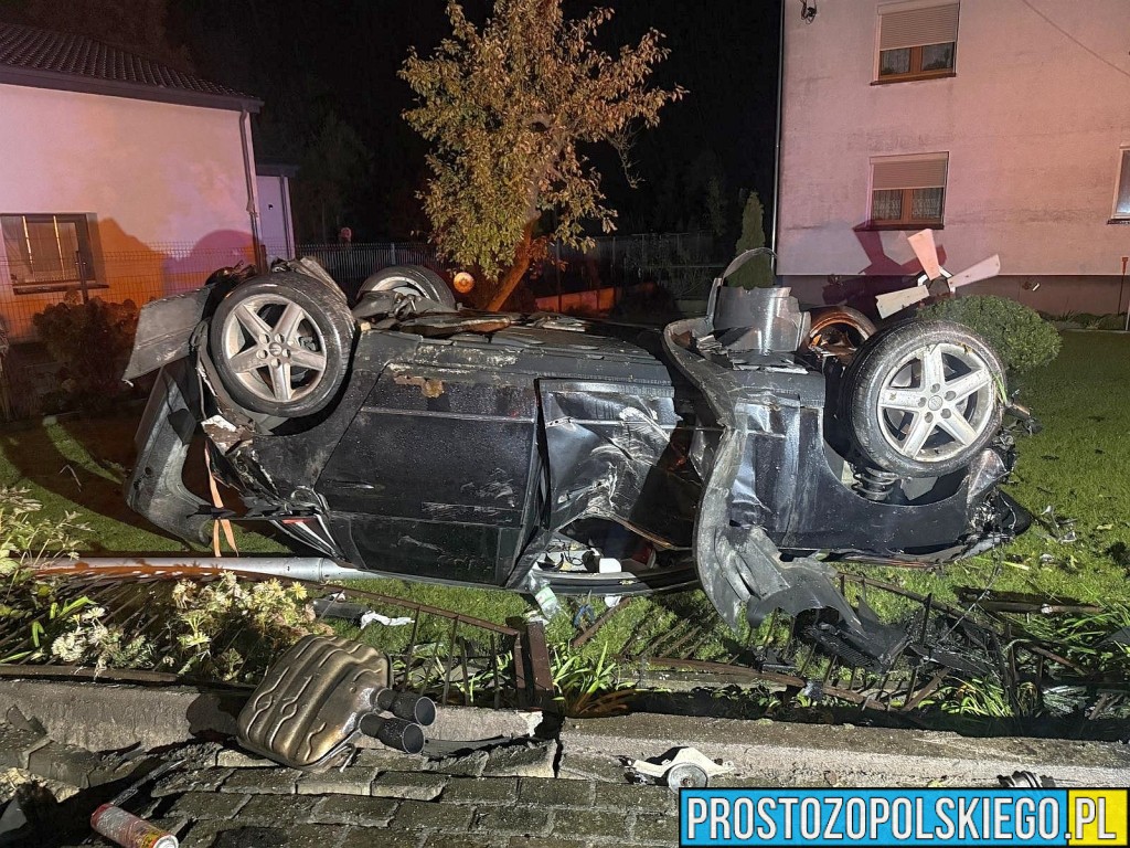 Uderzył w słup i dachował. Pijany kierowca poszukiwany przez sąd zatrzymany w Opolu