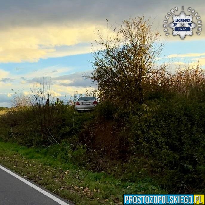 pozostawił auto w kukurydzy, uciekł z miejsa zdarzenia, wypadek otmuchów, wypadek na trasie Grądy – Rysiowice, Grądy – Rysiowice, policja ysa, nysa, kpp nysa,