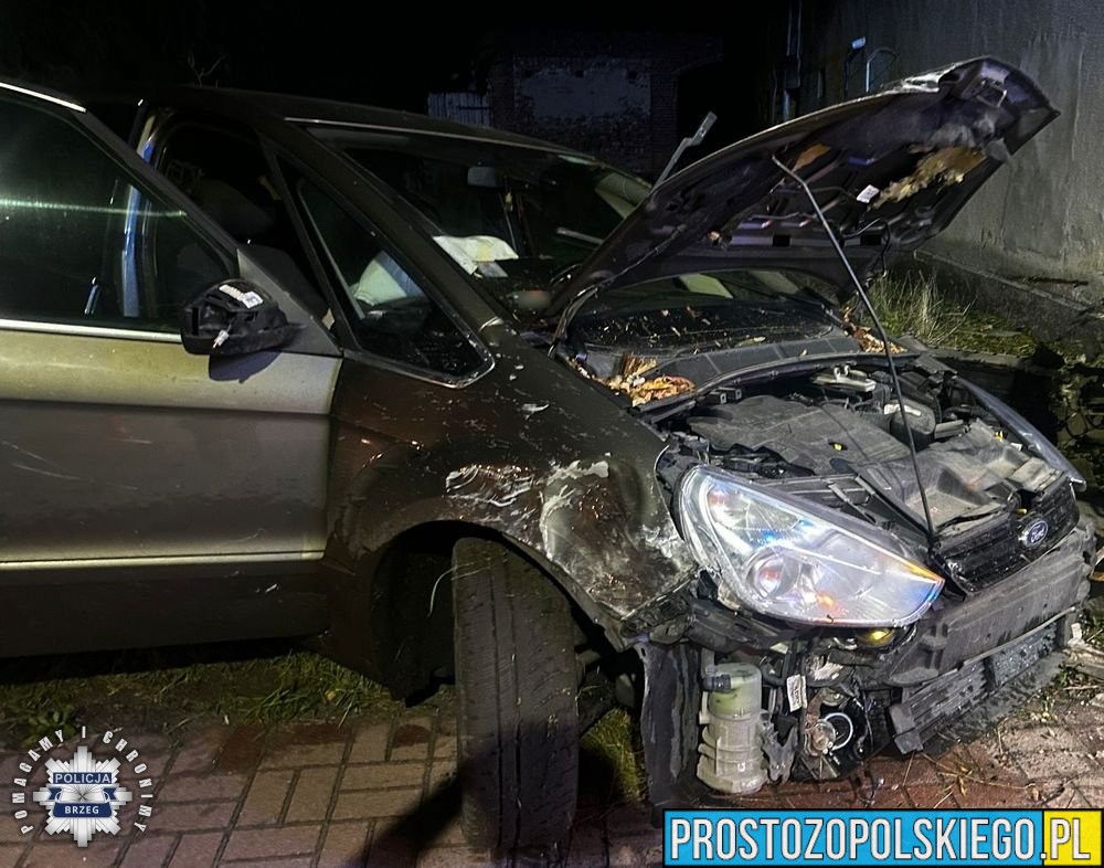 Brzeg: 16-latek ukradł kluczyki od forda i rozbił auto mając blisko 2 promile