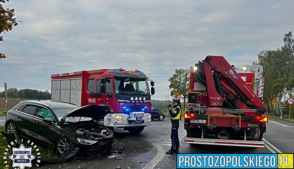Brzeg: zderzenie audi i mercedesa na DK39.Sprawca został ukarany mandatem karnym