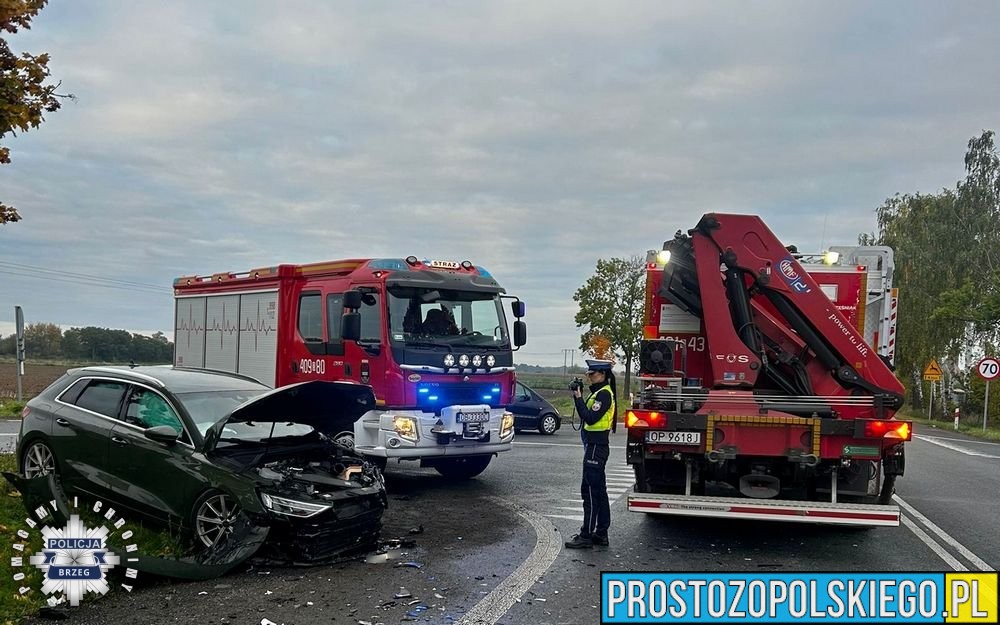 Brzeg: zderzenie audi i mercedesa na DK39.Sprawca został ukarany mandatem karnym