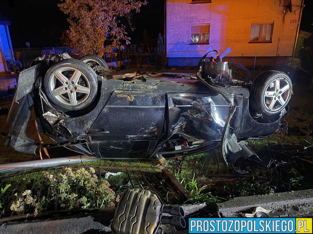 opole oświęcimska wypadek, oświęcimska dachowanie, 3 zakazy prowadzenia, dachowanie auta. polskie wypadki, polscy kierowcy, wypadki w polsce, 