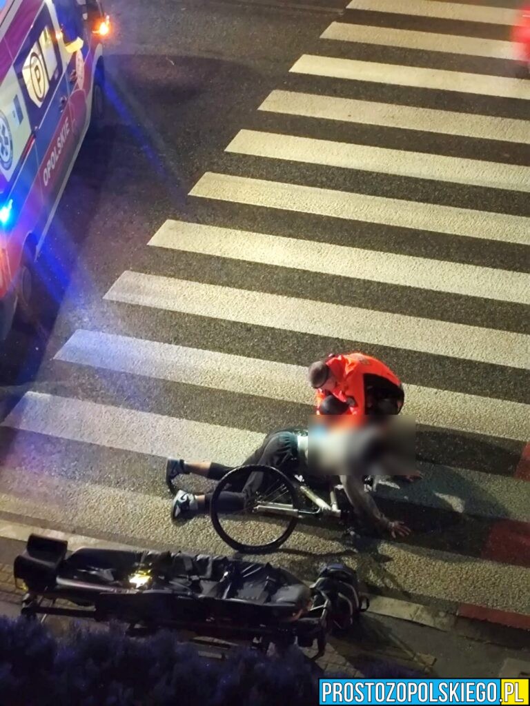 poważny wypadek, wypadek rowerzysty, poważnie zraniony, dramatyczny wypadek, dramatyczna akcja, rowerzysta na przejeździe rowerowy, rowerzysta upadł, elementy ciała w zębatkach, wypadek Opole, prosto z opolskiego, 