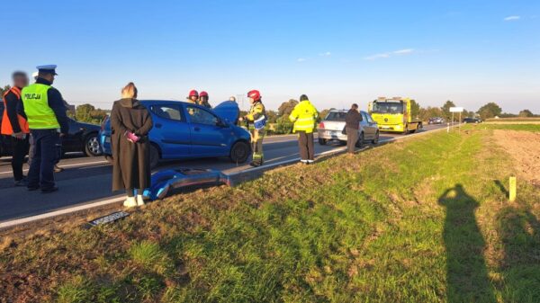 Wypadek na DK42 w Kamienisku – zderzenie dwóch samochodów