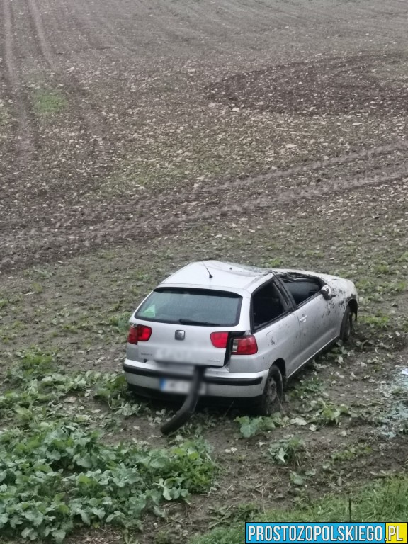 dachowanie, dachowanie strzelce opolskie, dachowanie w strzelcach, samochód dachował w strzelcach, samochód wypadł z drogi i dachował,