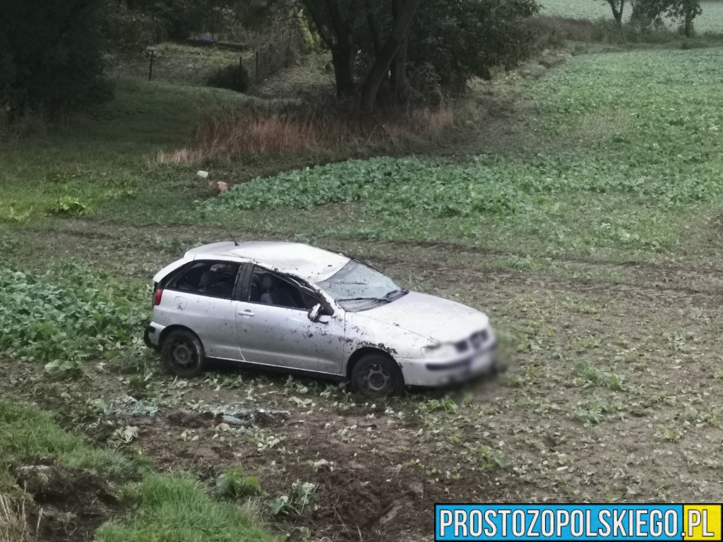 dachowanie, dachowanie strzelce opolskie, dachowanie w strzelcach, samochód dachował w strzelcach, samochód wypadł z drogi i dachował,
