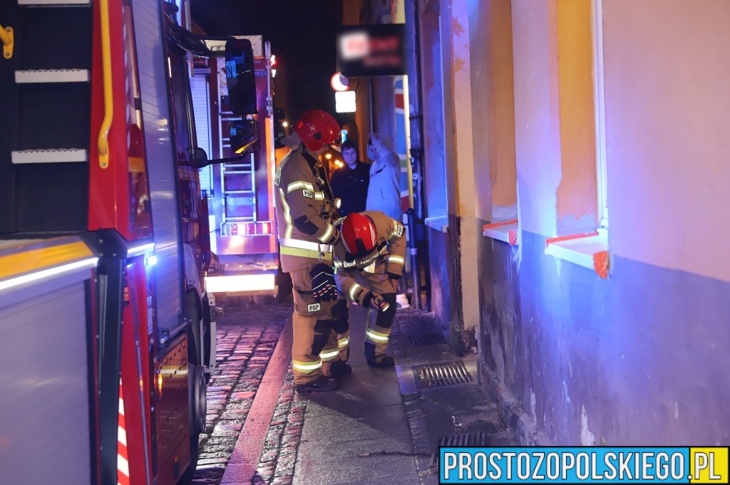 pożar piwnicy staromiejska w opolu, pożar piwnicy, pożar w centrum opola, pożar w bloku, pożar pod lokalem, pożar pomieszczeń piwnicznych, 