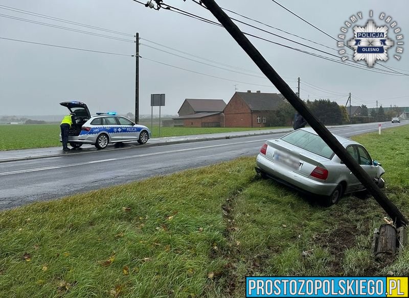 Jesienna aura zaskoczyła kierowców w powiecie oleskim. Dwie kolizje tego samego dnia – policja apeluje o ostrożność