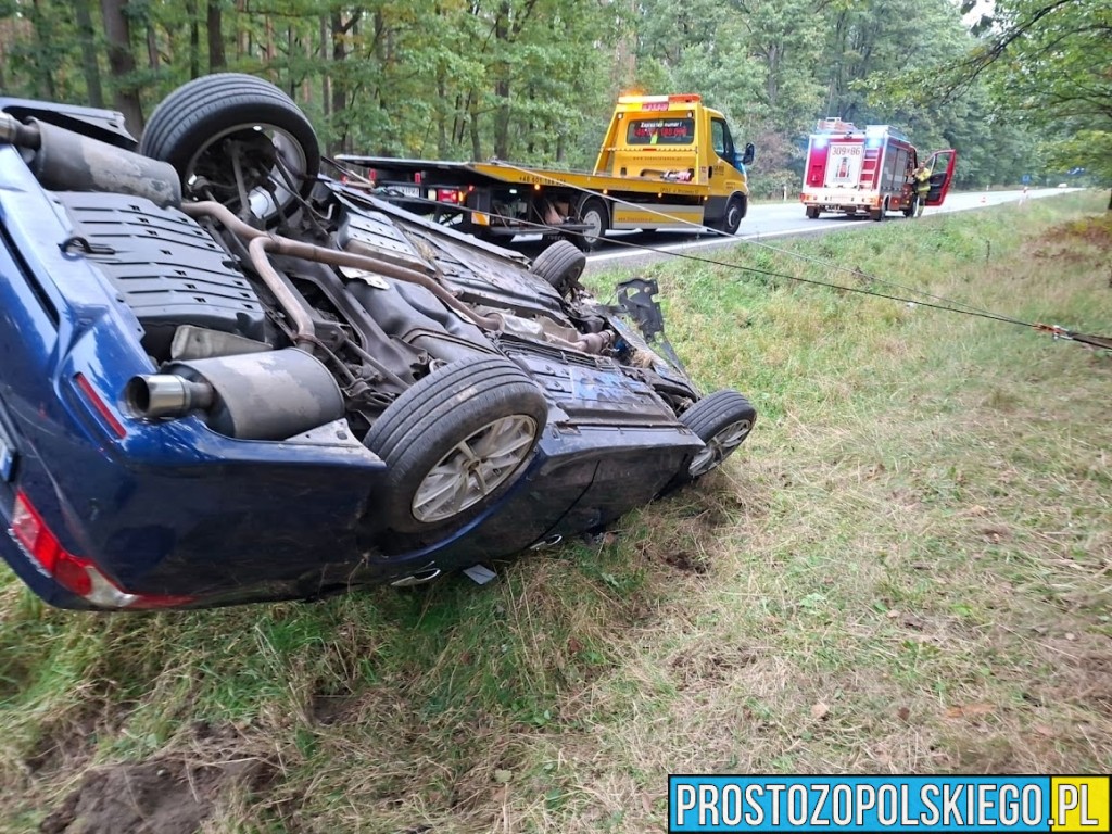 trasa opole nysa, wypadek w Dąbrowie, wypadek w lesie, samochód wypadł z drogi, traza opole nysa, prosto z opolskiego, prostozopolskiego, 