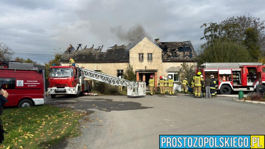 Pożar budynku mieszkalnego w Przewozie. Na miejscu kilkanaście zastępów straży pożarnej