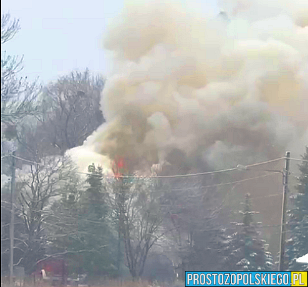 Pożar zabytkowego drewnianego budynku w Domaradzkiej Kuźni. Na miejscu 10 zastępów straży pożarnej
