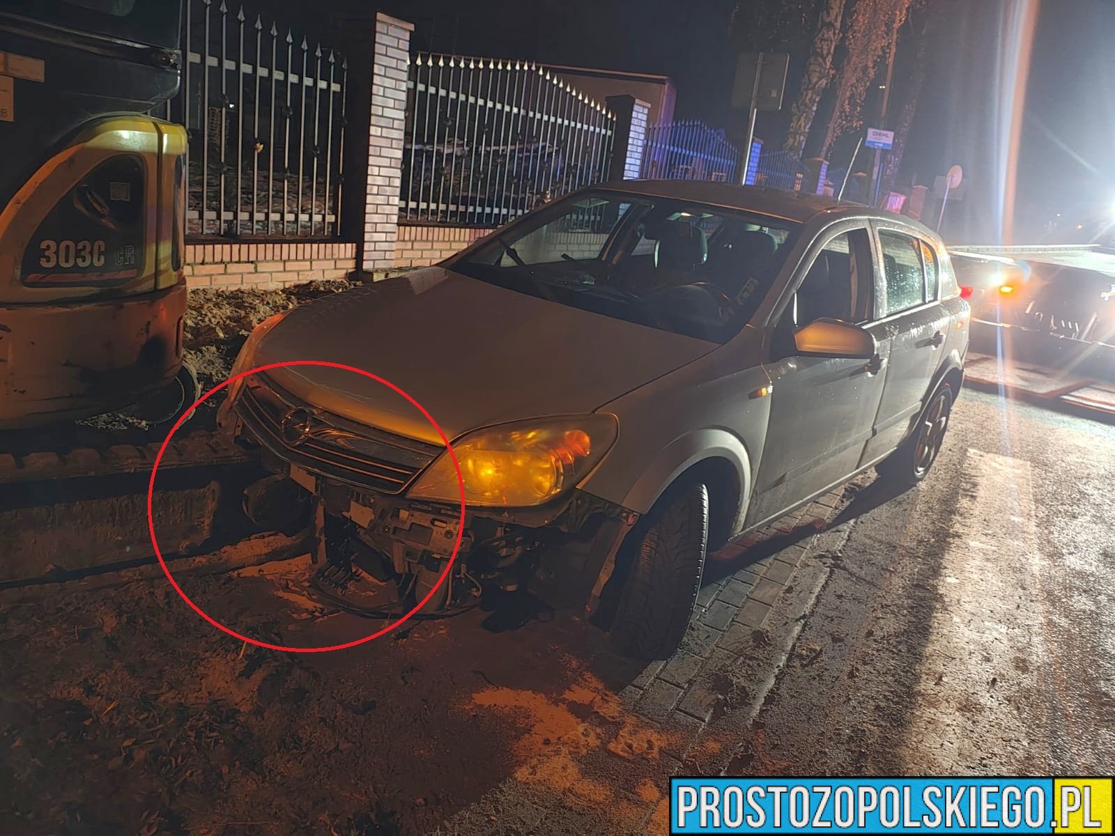 Namysłów: 32-latek z 3,7 promila uderzył w koparkę. Kierowca trafił do policyjnego aresztu