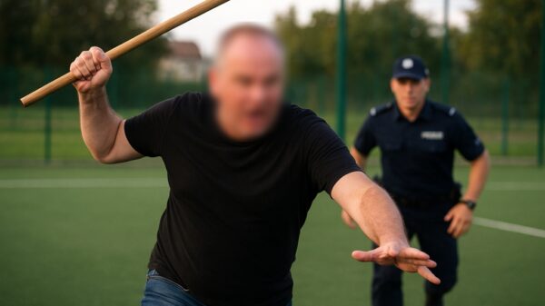 Podczas treningu piłkarskiego na boisku Orlik w Głuchołazach doszło do niebezpiecznej sytuacji z udziałem agresywnego mężczyzny.