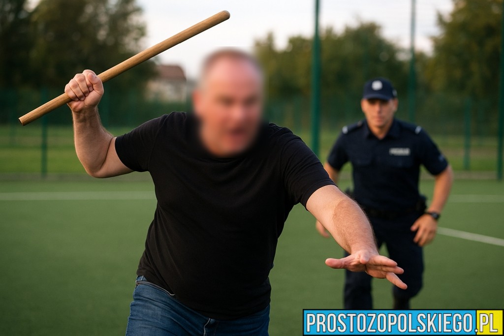 Podczas treningu piłkarskiego na boisku Orlik w Głuchołazach doszło do niebezpiecznej sytuacji z udziałem agresywnego mężczyzny.