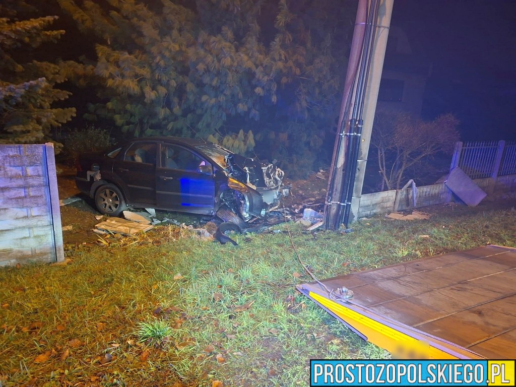 Nietrzeźwy kierowca uderzył w ogrodzenie w Chróścinie. Miał prawie 1,5 promila