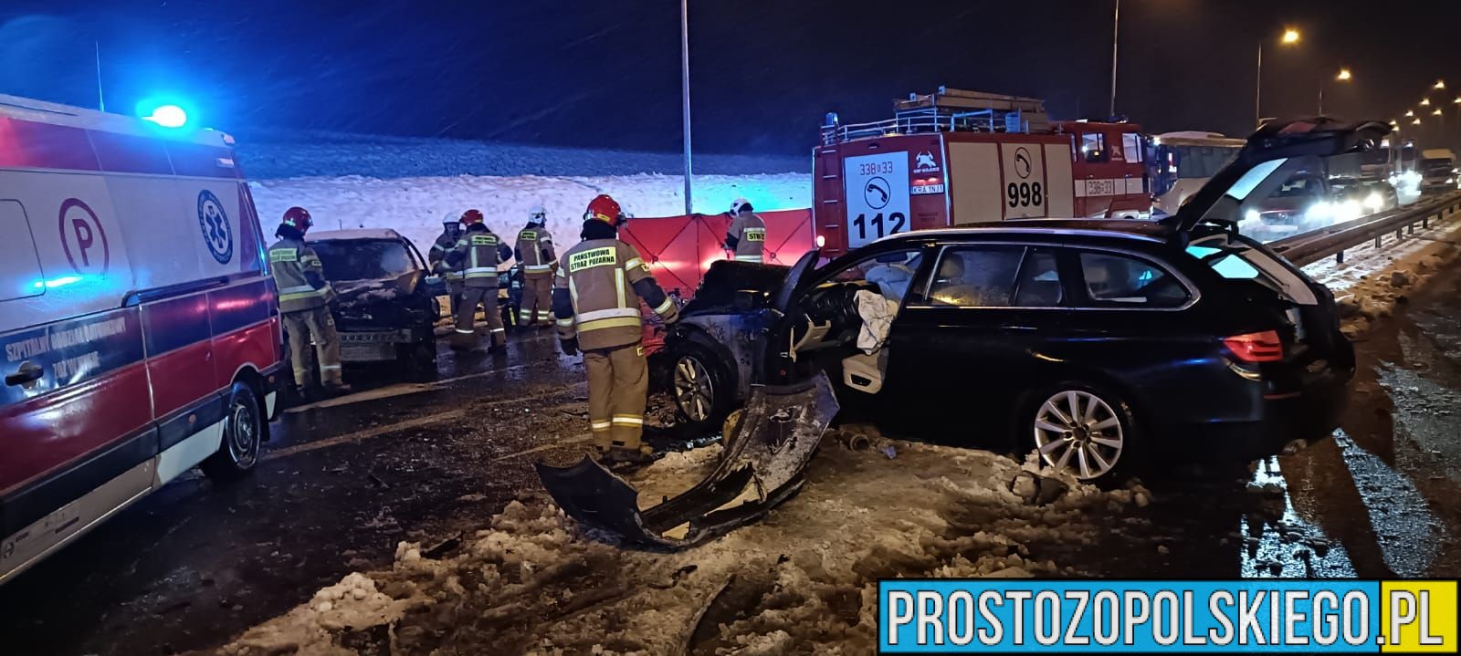 Zderzenie forda i BMW na DK46 w rejonie Nysy. Trzy osoby ranne – droga była zablokowana