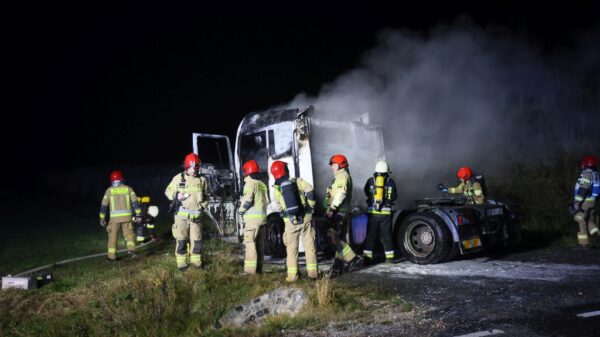 Pożar ciężarówki na drodze między Prószkowem a Zimnicami – kabina spłonęła doszczętnie