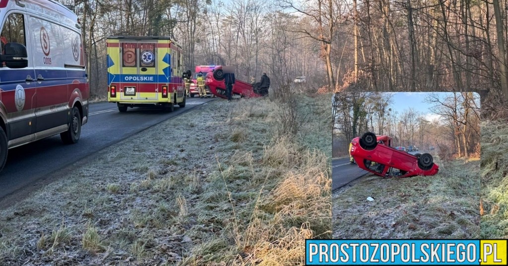Dachowanie samochodu w Miedzianej. Jedna osoba trafiła do szpitala