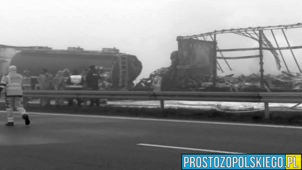 Tragiczny pożar cysterny na A4 w Sieroniowicach. Jedna osoba nie żyje, droga w kierunku Wrocławia zablokowana