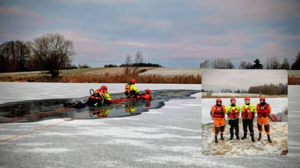 Strażacy z OSP Praszka w akcji na akwenie w Młynach