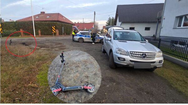 Policja poszukują sprawce kolizji, który poruszał się hulajnogą elektryczną. Mężczyzna uciekł z miejsca zdarzenia