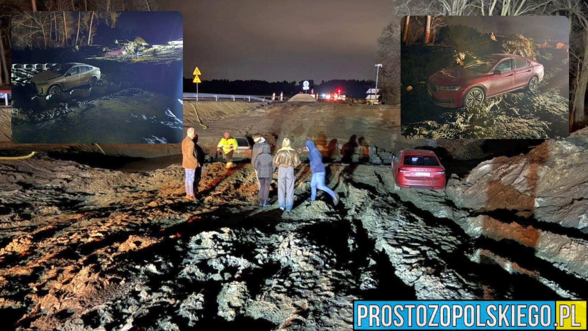 O krok od tragedii na obwodnicy Osowca. Auta wjechały na teren budowy!!!