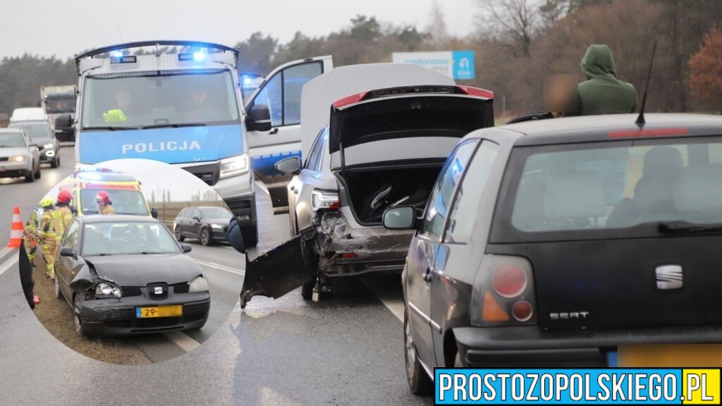 Wypadek na obwodnicy Turawa Park. Zderzenie seata i audi, 7 osób w pojazdach, 2,5-latek trafił do szpitala