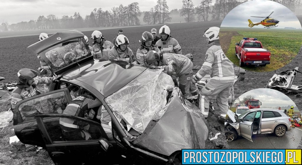 Tragiczny wypadek na DW 409 w Dobrej. Lądowały dwa śmigłowce LPR, nie żyje nienarodzone dziecko