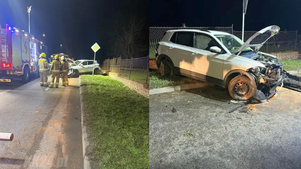 Samochód uderzył w ogrodzenie cmentarza. Zdarzenie drogowe na ul. Sławięcickiej w Kędzierzynie-Koźlu