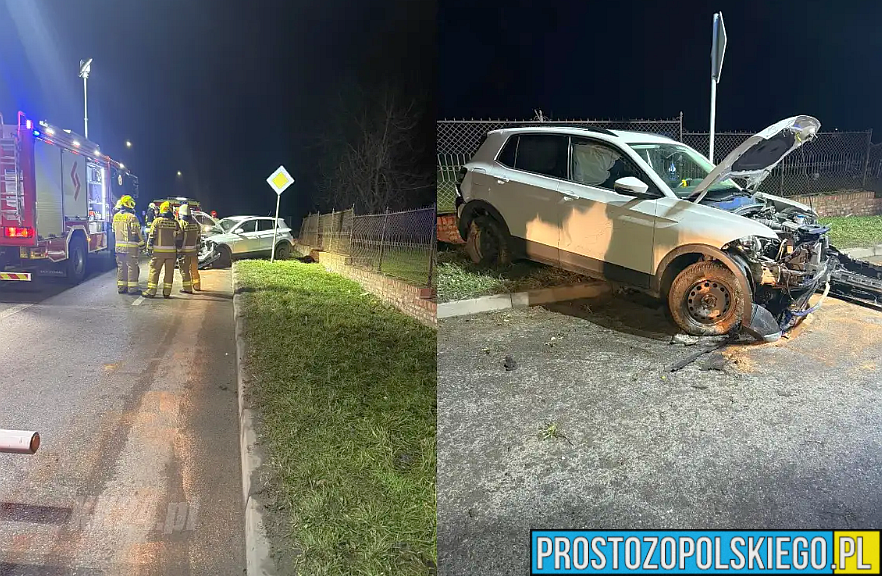 Samochód uderzył w ogrodzenie cmentarza. Zdarzenie drogowe na ul. Sławięcickiej w Kędzierzynie-Koźlu