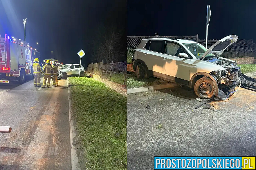 Samochód uderzył w ogrodzenie cmentarza. Zdarzenie drogowe na ul. Sławięcickiej w Kędzierzynie-Koźlu