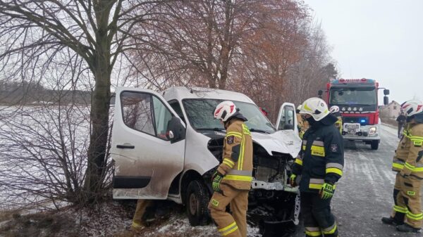 Wypadek busa między Wierzchami a Gierałcicami. Trudne warunki na drogach Opolszczyzny