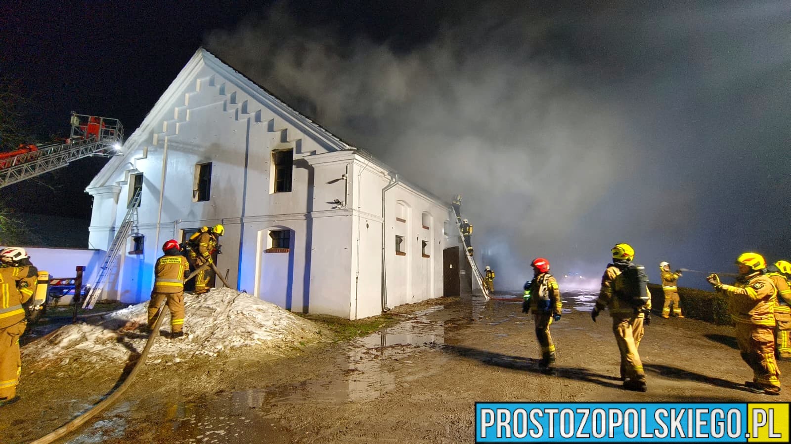Groźny pożar w Stadninie Koni w Mosznej. Ewakuowano 22 konie, nikt nie ucierpiał