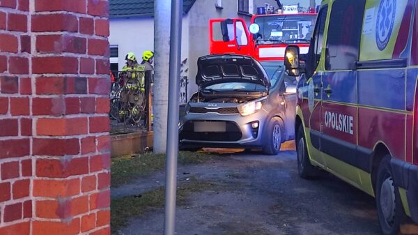 Dębie: Kobieta w ciąży trafiła do szpitala po zjechaniu z drogi i uderzeniu w słup energetyczny