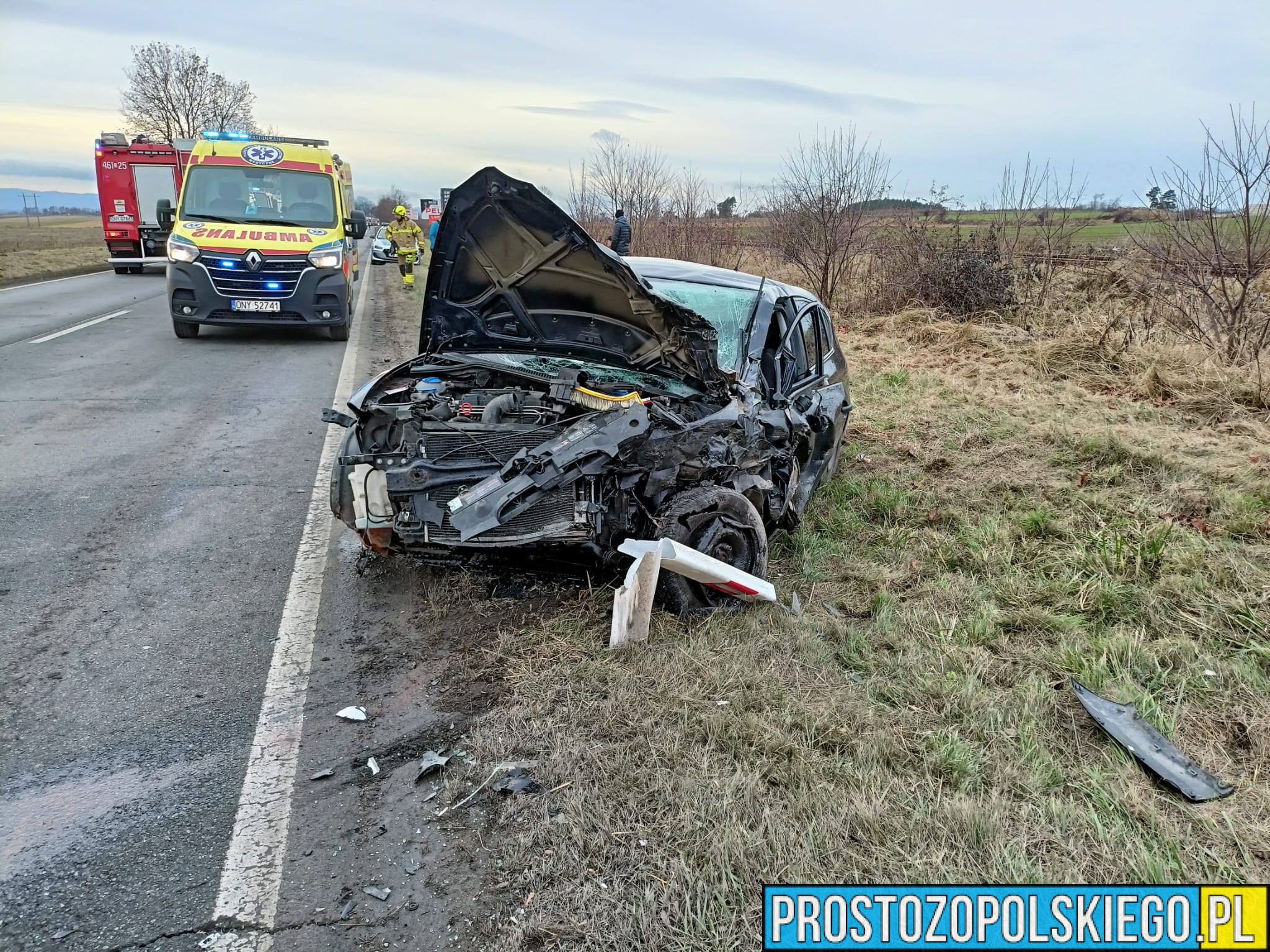 Poważny wypadek na DK46 między Nysą a Otmuchowem – cztery osoby ranne, w tym dzieci