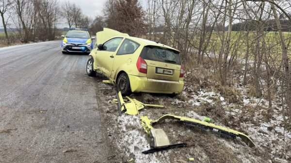 Zdarzenie drogowe między Pawłowicami Namysłowskimi a Dalborowicami. 18-latka wpadła w poślizg