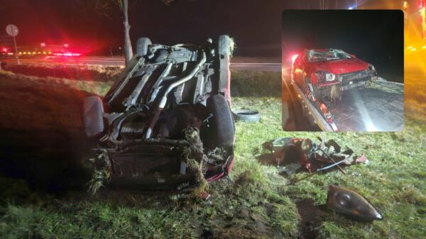 Dachowanie na DW457 między Dobrzeniem Wielkim a Chróścicami. 26-latek trafił do szpitala